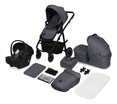 Lionelo Amber Plus Wózek Głęboko-Spacerowy 3w1 Grey Graphite