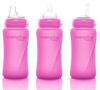 Everyday Baby, Szklana butelka ze smoczkiem M reagująca na temperaturę, 240 ml Wiśniowy