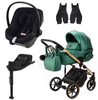 Adamex Lumi Air Lux Wózek Głęboko-Spacerowy SM500 Skóra Zielony + Cybex Aton B2 i-Size Fotelik 0-13kg + Baza + Adaptery