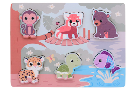 Joueco The Wildies Family Drewniane puzzle sensoryczne