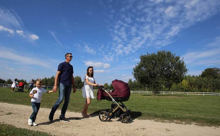 Kunert Mila Premium Wózek Głęboko-Spacerowy 2w1 Szary + Kreseczka Złota Rama Koła Żelowe