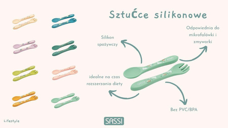 Sassi Sztućce silikonowe dla dzieci Leniwiec 