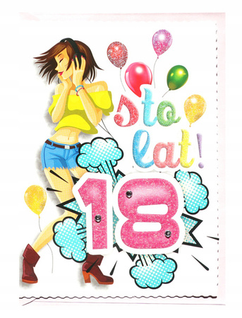 W&K Karnet Kartka 18 Urodziny Cyrkonie Dziewczyna