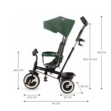 Kinderkraft Aston Rowerek Trójkołowy Spacerówka Mystic Green