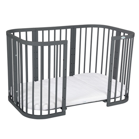 [OUTLET] Waldin Łóżeczko Dziecięce 7w1 z Materacem Grafit