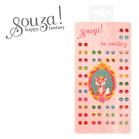Souza! Kolczyki samoprzylepne Zwierzątka 33 pary (opakowanie zbiorcze 12 kompletów)