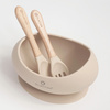 Olmitos Miseczka silikonowa ze sztućcami beżowy