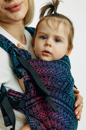 LennyLamb Moje Pierwsze Nosidełko LennyUpGrade PRO, Z Tkaniny Żakardowej 60% Bawełna, 28% Wełna Merino, 8% Jedwab, 4% Kaszmir- Pawi Ogon Czarny Opal