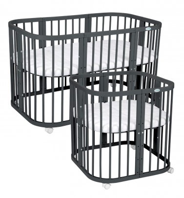 [OUTLET] Waldin Łóżeczko Dziecięce 7w1 z Materacem Grafit