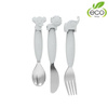 Bo Jungle Zestaw sztućców dla dzieci silkon/Inox grey