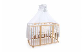 [OUTLET] Waldin Wyposażenie do Łóżeczka 7w1 Białe / Szare Gwiazdki