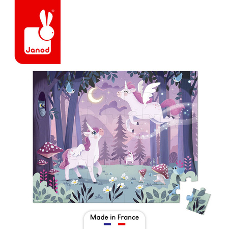 Janod Puzzle w walizce Jednorożce 54 elementy 5+ Made in France