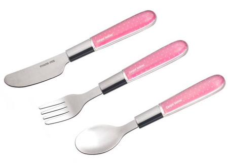 Canpol Babies Metalowe Sztućce Dla Dzieci (Łyżka, Widelec, Nóż) 9/477 Różowy