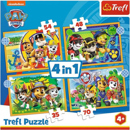 Trefl Puzzle PAW Psi Patrol Wakacyjny Puzzle 4w1