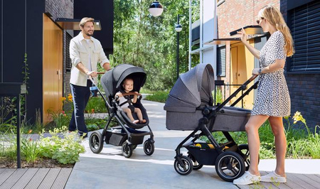 Kinderkraft B-Tour Wózek Głęboko-Spacerowy + Fotelik 0-13 kg Zestaw 3w1 Dark Grey