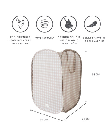 3 Sprouts Kosz Na Pranie i Zabawki Pop-Out Gingham Beige