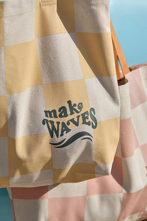 Lassig Torba plażowa 100% bawełna organiczna GOTS Krata vanilla/sea salt