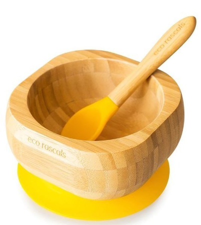 Eco Rascals Miseczka Bambusowa z Przyssawką i Łyżeczką  Żółty