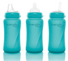Everyday Baby, Szklana butelka ze smoczkiem M reagująca na temperaturę, 240 ml Turkusowy