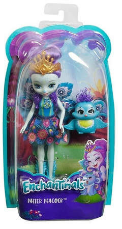Mattel Enchantimals Lalka + Zwierzątko Patter Peacock and Flap