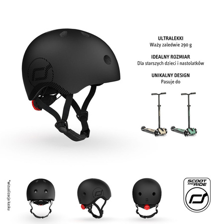 SCOOTANDRIDE Kask M-L dla starszych dzieci i nastolatków Black