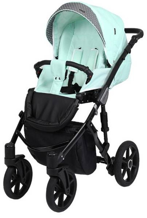 Kunert Lavado Wózek Głęboko-Spacerowy Mięta + Kropka Czarna Rama Koła Żelowe