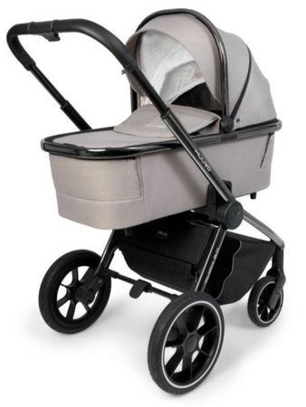 Muuvo Quick 3.0 Wózek Głęboko-Spacerowy Black Chrome z Gondolą XL Zestaw 2w1 Steel Grey