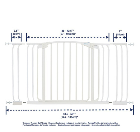 Dreambaby Zestaw Combo-Bramka Dla Dzieci Chelsea (W:97-106cm x H:75cm) + Rozszerzenia 9cm,18cm