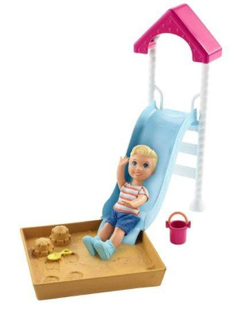 Barbie Akcesoria Namiocik, Zjeżdżalnia + Laleczka FXG94