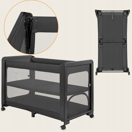 Lionelo Patty Łóżeczko turystyczne dwupoziomowe 5w1 dostawne wolnostojące Grey Graphite