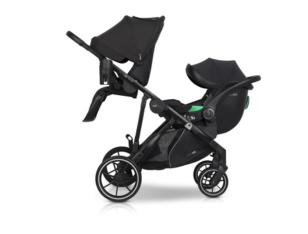 Easy Go Duoflex Wózek Głęboko-Spacerowy Bliźniaczy Rok po Roku Ebony Black 2 Siedziska 2 Gondole