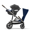 Cybex Gazelle S Wózek Bliźniaczy Rok po Roku + Cybex Aton M I-Size & SensorSafe 0-13 kg RWF + Adaptery  Navy Blue rama Taupe