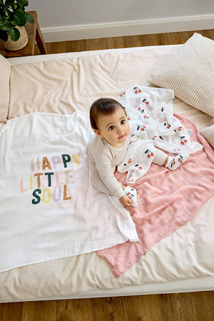 Lassig Bambusowa pieluszka otulacz Zestaw 3 szt. 80x80cm Happy Fruits cherry