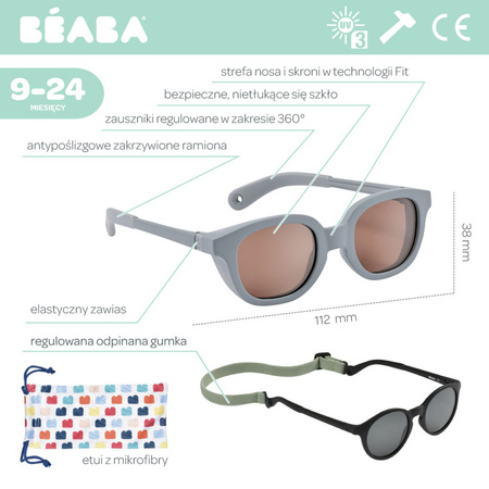 Beaba Okulary przeciwsłoneczne dla dzieci 9-24 miesięcy Lucky - Pebble