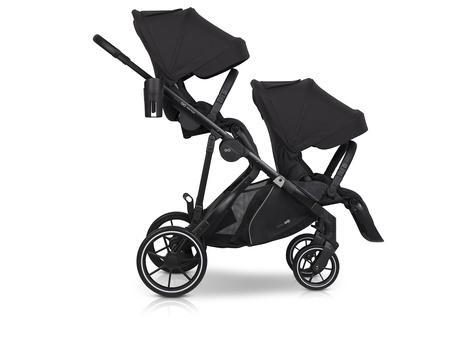 Easy Go Duoflex Wózek Głęboko-Spacerowy Bliźniaczy Rok po Roku Ebony Black 1 Siedzisko 1 Gondola