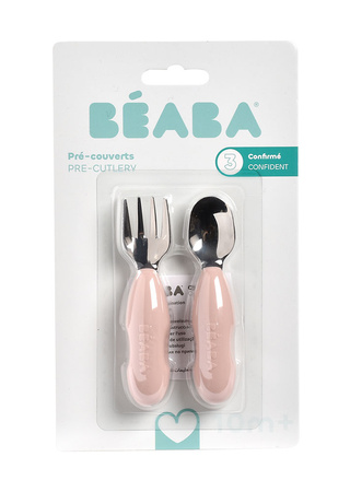 Beaba Zestaw pierwszych sztućców ze stali nierdzewnej Cotton candy