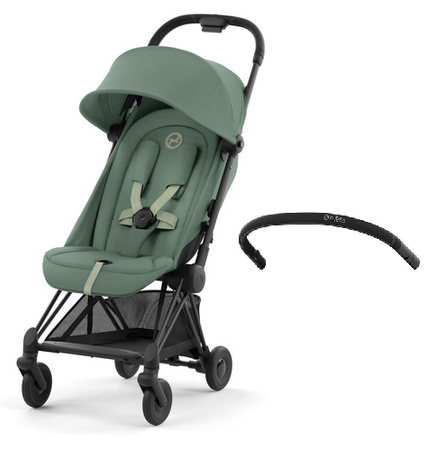 Cybex Coya Wózek Spacerowy Rama Matt Black Leaf Green + Pałąk do Wózka