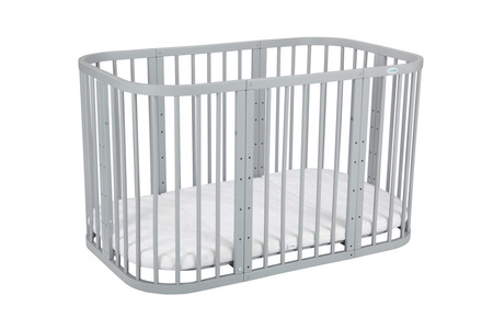 Waldin Łóżeczko Dziecięce 7w1 z Materacem Szare