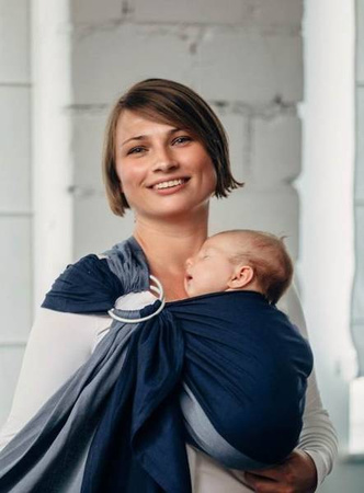 LennyLamb Moja pierwsza chusta kółkowa do noszenia dzieci - AZURYT, tkana splotem skośno-krzyżowym - bawełniana - ramię bez zakładek  (100% bawełna) standard 1.8 m