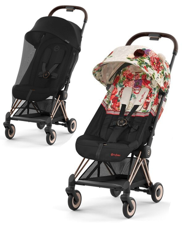 Cybex Coya Wózek Spacerowy Spring Blossom Light + Cybex Coya Moskitiera Black	