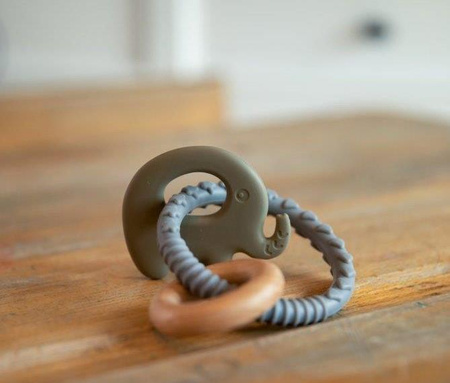 Bo Jungle Silikonowy gryzak pierścień Elephant Blue