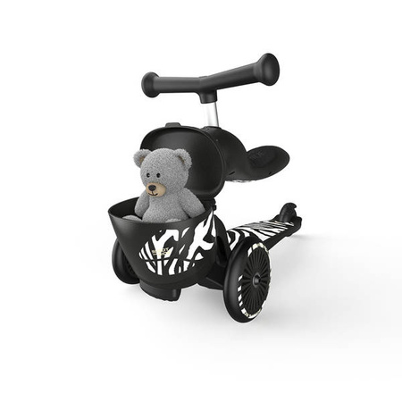 [OUTLET] Scootandride Highwaykick 1 Lifestyle 2w1 Jeżdzik i Hulajnoga Trójkołowa z Zamykanym Schowkiem 1-5 lat Zebra