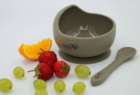 Baby in World Miska Silikonowa Z Przyssawką I Łyżeczką  Sage