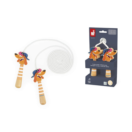 Janod Skakanka z drewnianymi rączkami Piesek Applepop 3+