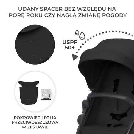 Kinderkraft Newly Wózek Wielofunkcyjny 3w1 Wózek Głęboko-Spacerowy + Fotelik Classic Black 