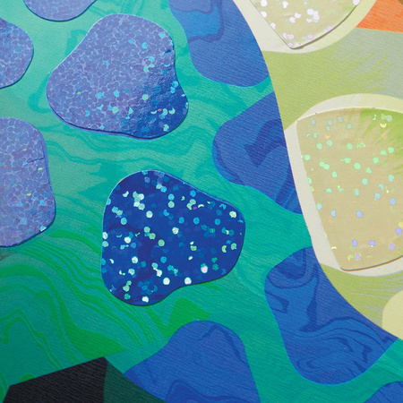 Mudpuppy Zestaw do wyklejania Naklejki holograficzne 200+ szt. z plakatem Kraina dinozaurów  4+