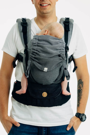 LennyLamb Moje Pierwsze Nosidełko LennyUpGrade PRO, Splot Jodełkowy, 100% Bawełna , Rozmiar Standard - Mała Jodełka Ombre Szary