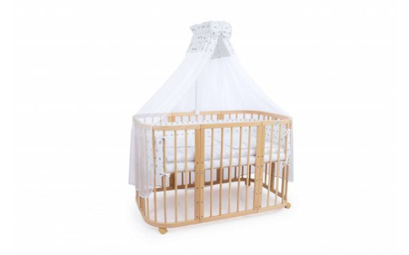 [OUTLET] Waldin Wyposażenie do Łóżeczka 7w1 Białe / Szare Gwiazdki