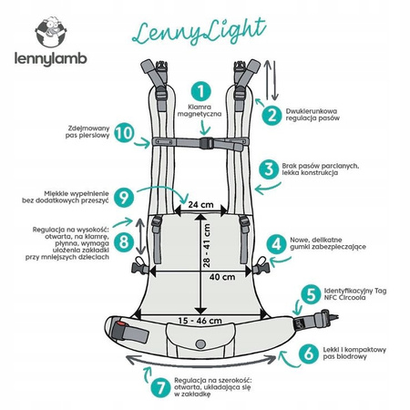 LennyLamb Moje Pierwsze Nosidełko LennyLight, splot jodełkowy, 100% bawełna - Kobalt