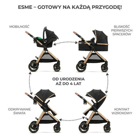 Kinderkraft Esme Wózek Głęboko-Spacerowy 3w1 Pure Black